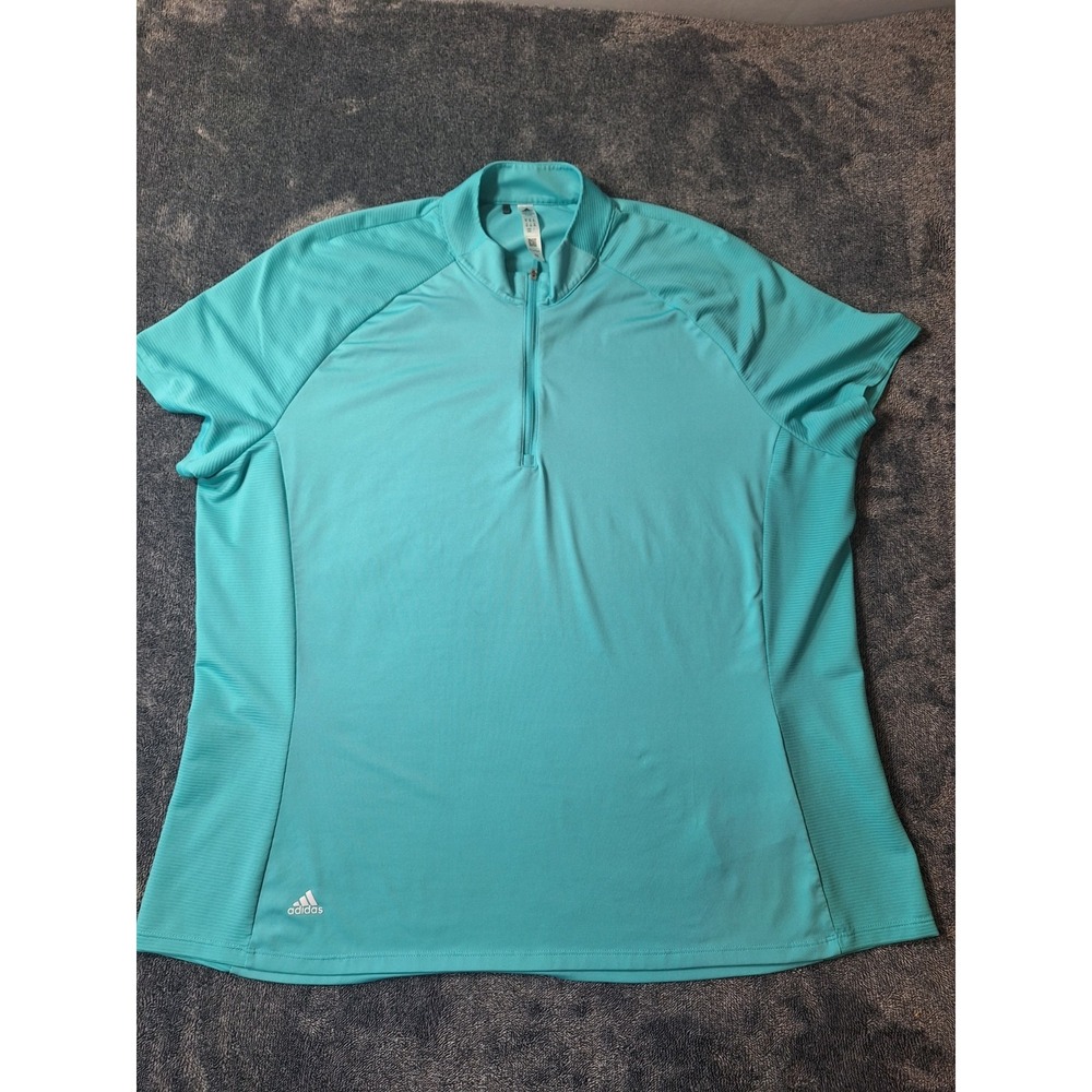 Adidas Performance 1/4 Zip Shirt Womens 2XL‎ GREEN Microfiber Golf Athletic